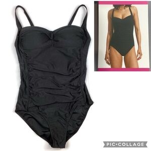Betsey Johnson Black One Piece Swimsuit Bathing suit Large NEW! Retail $128